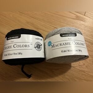 Loops & Threads Macrame Colors Yarn Black and Gray 2 Balls